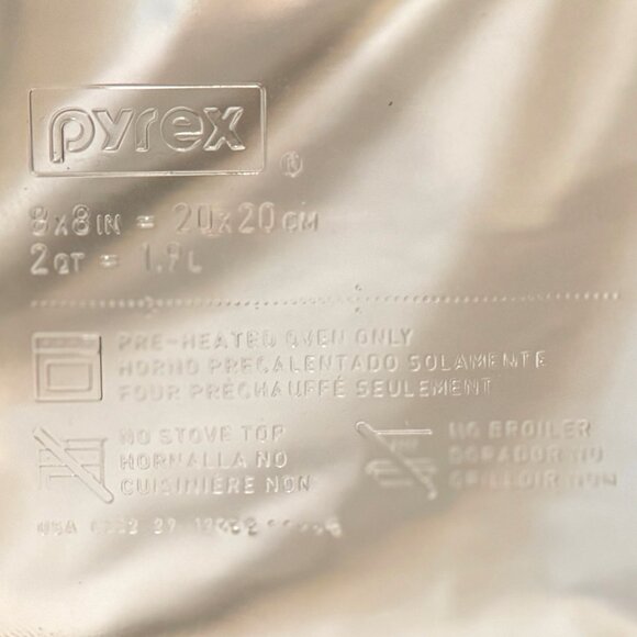 Vintage PYREX BAKING CASSEROLE DISH Cobalt Blue Square 8"x8" 222 USA 2 Quart - Picture 5 of 5